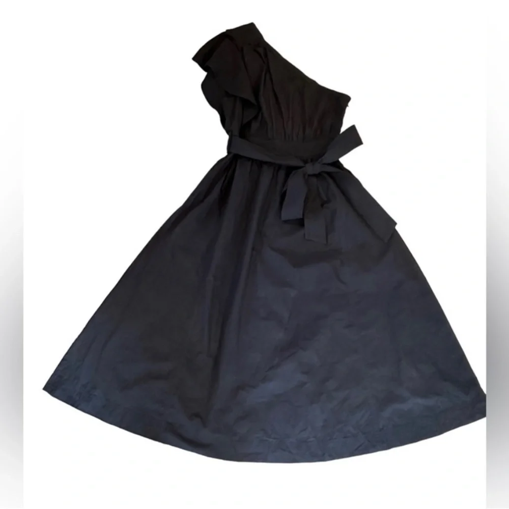 NWT Madewell Ruffled One-Shoulder Midi Dress black 0 - Picture 5 of 9